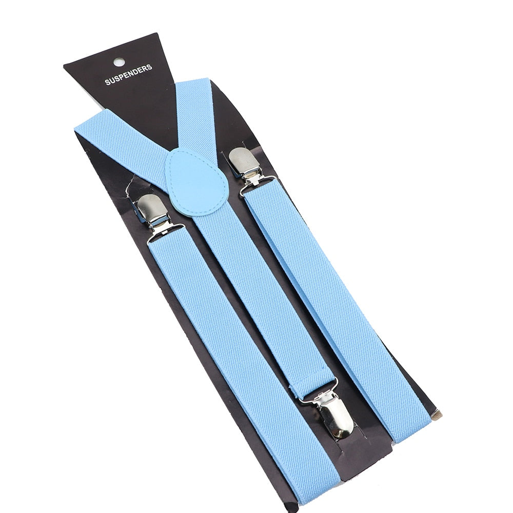 Solid Color Elastic Leather Suspenders Braces Men Women Black Blue Red Adjustable Straps For Wedding Suit Skirt Accessories Gift - Hiccupzz