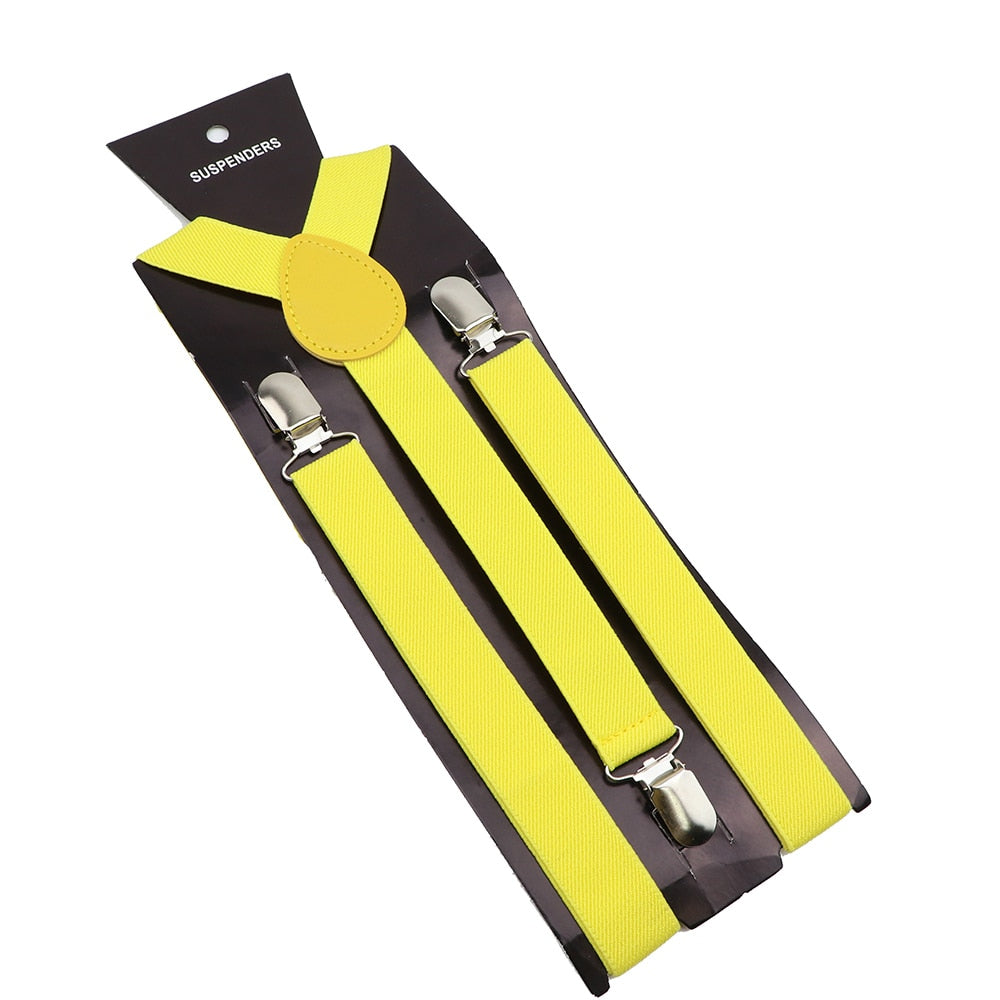 Solid Color Elastic Leather Suspenders Braces Men Women Black Blue Red Adjustable Straps For Wedding Suit Skirt Accessories Gift - Hiccupzz