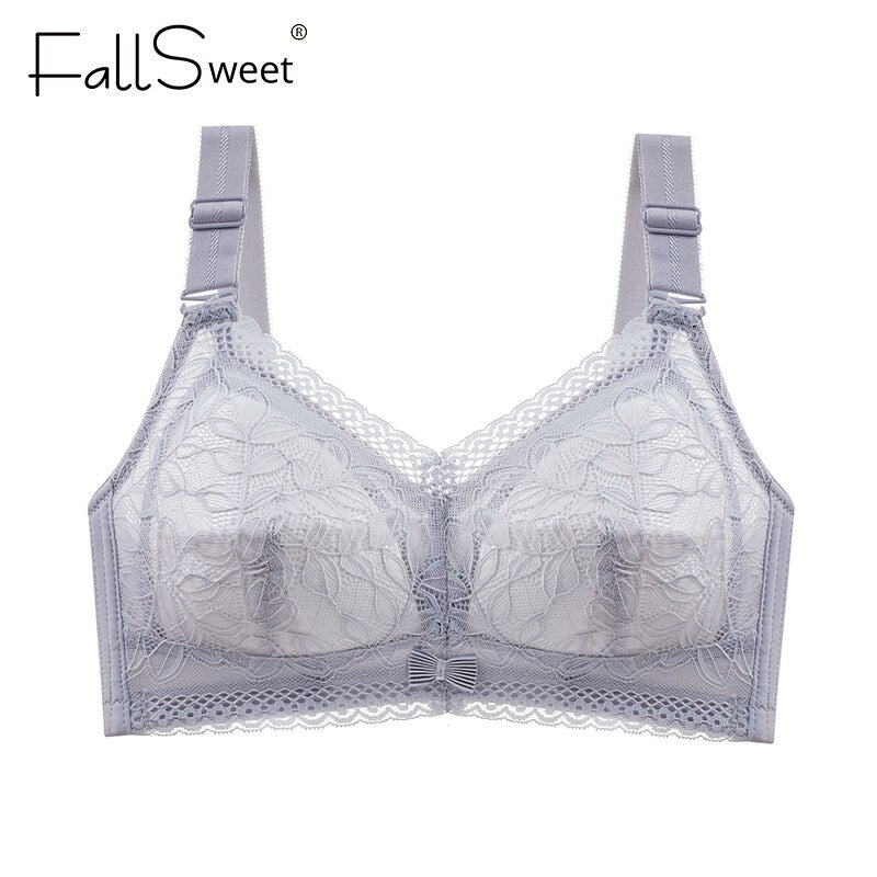 FallSweet Wireless Bras for Women Thin Cup Lingeire Plus Size Lace Underwear Minimizer Brassiere B C D E Cup - Hiccupzz