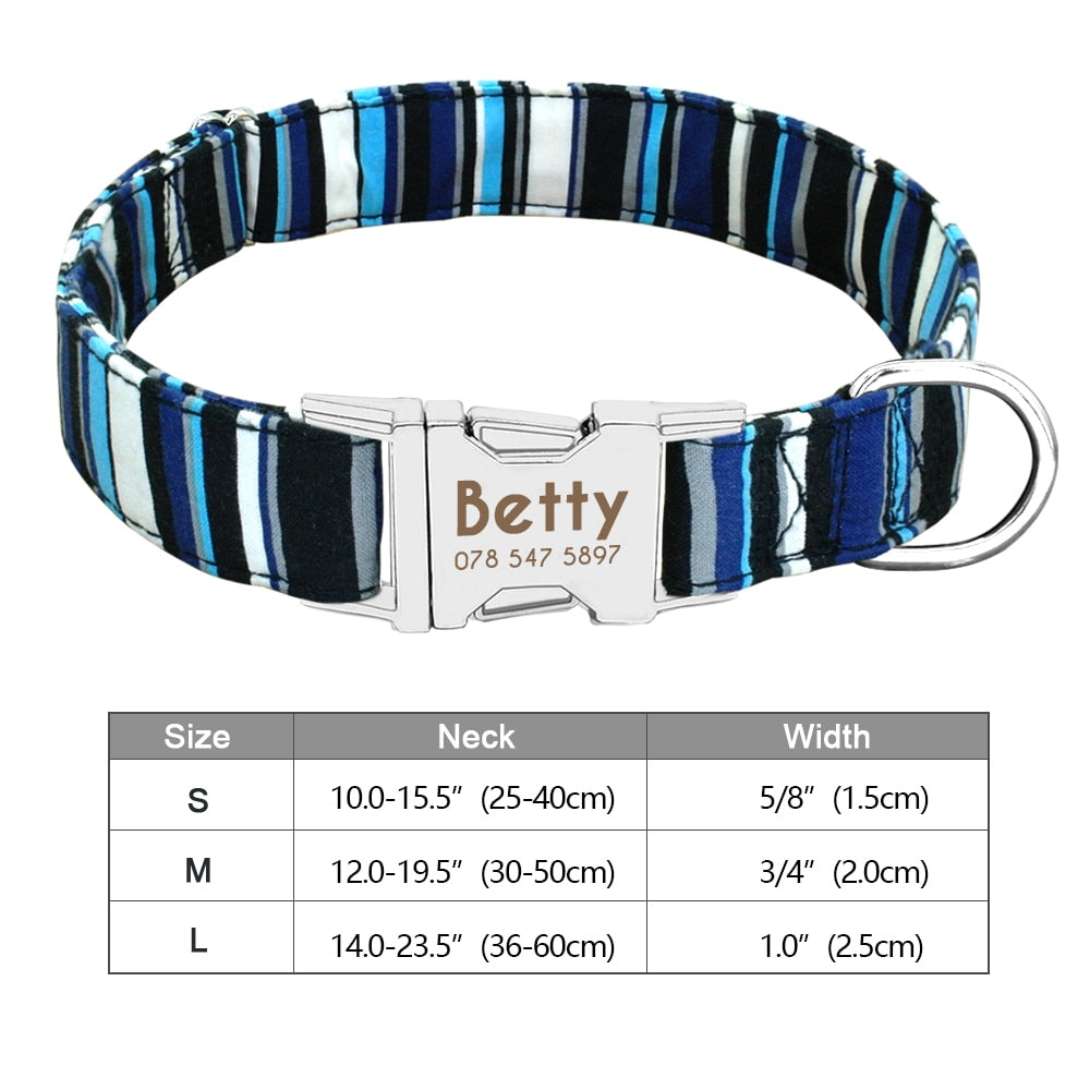 Personalized Dog Accessories Collar Nylon Printed Pet Puppy Collar Dog ID Collars Free Engraved ID for Small Medium Large Dogs - Hiccupzz