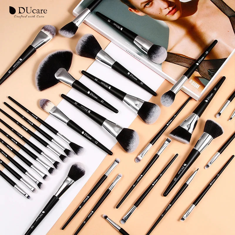 DUcare Professional Makeup Brush Set 10-32Pc Brushes Makeup Kit Synthetic Hair Foundation Power Eyeshadows Blending Beauty Tools - Hiccupzz