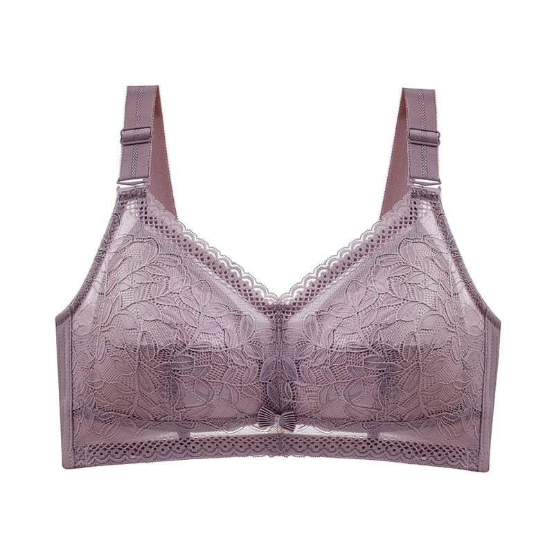 FallSweet Wireless Bras for Women Thin Cup Lingeire Plus Size Lace Underwear Minimizer Brassiere B C D E Cup - Hiccupzz