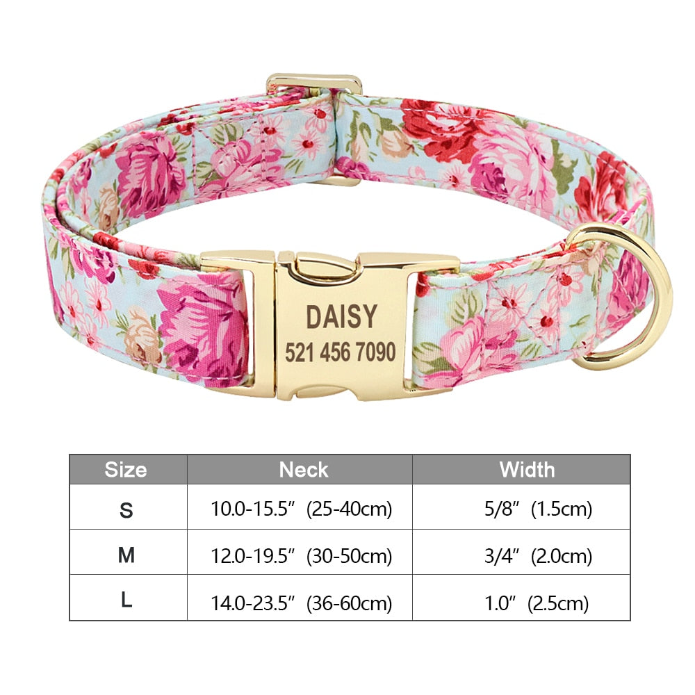 Personalized Dog Accessories Collar Nylon Printed Pet Puppy Collar Dog ID Collars Free Engraved ID for Small Medium Large Dogs - Hiccupzz