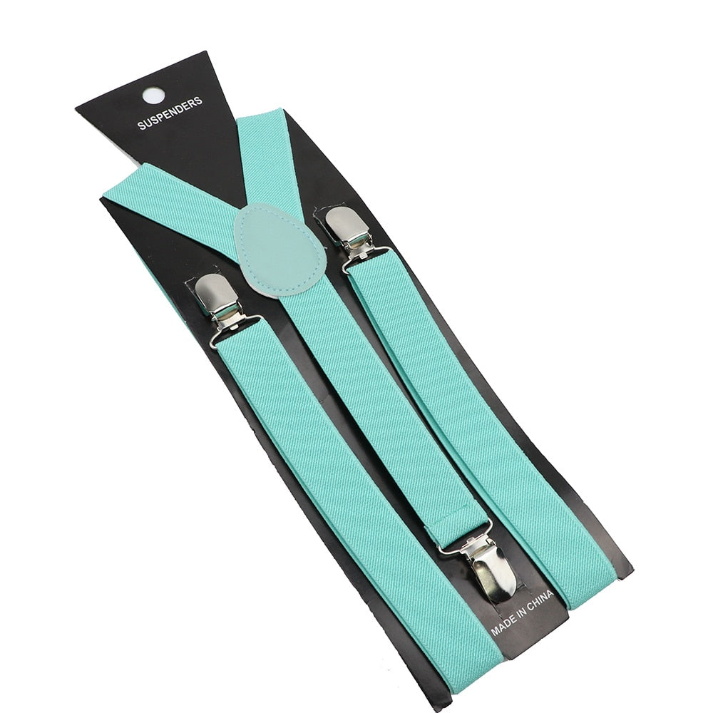 Solid Color Elastic Leather Suspenders Braces Men Women Black Blue Red Adjustable Straps For Wedding Suit Skirt Accessories Gift - Hiccupzz