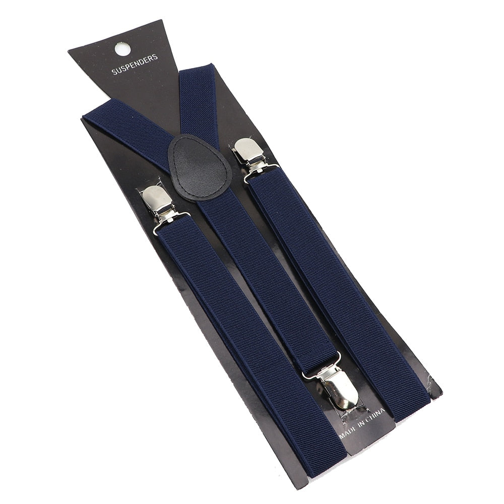 Solid Color Elastic Leather Suspenders Braces Men Women Black Blue Red Adjustable Straps For Wedding Suit Skirt Accessories Gift - Hiccupzz