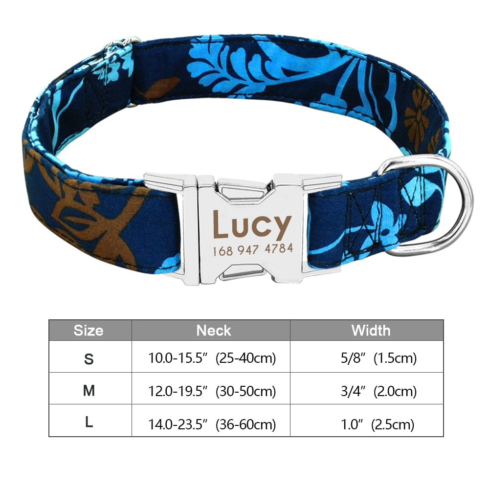 Personalized Dog Accessories Collar Nylon Printed Pet Puppy Collar Dog ID Collars Free Engraved ID for Small Medium Large Dogs - Hiccupzz
