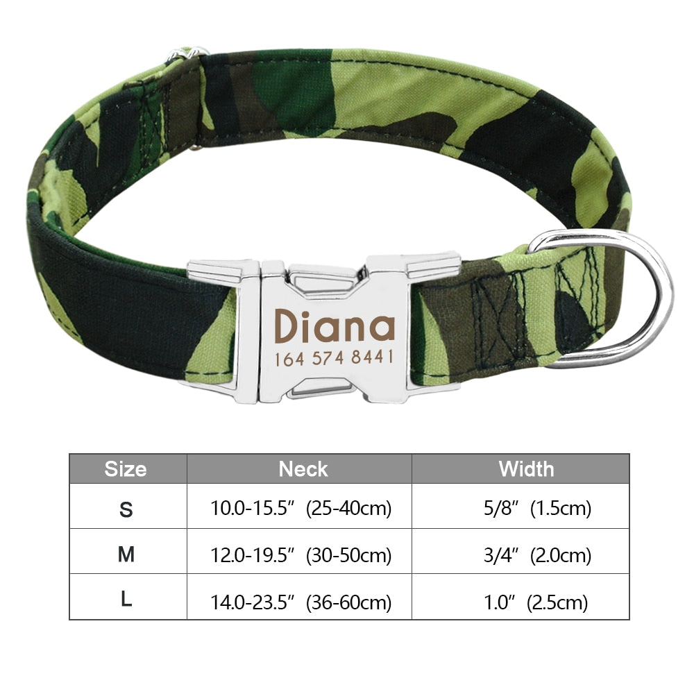 Personalized Dog Accessories Collar Nylon Printed Pet Puppy Collar Dog ID Collars Free Engraved ID for Small Medium Large Dogs - Hiccupzz