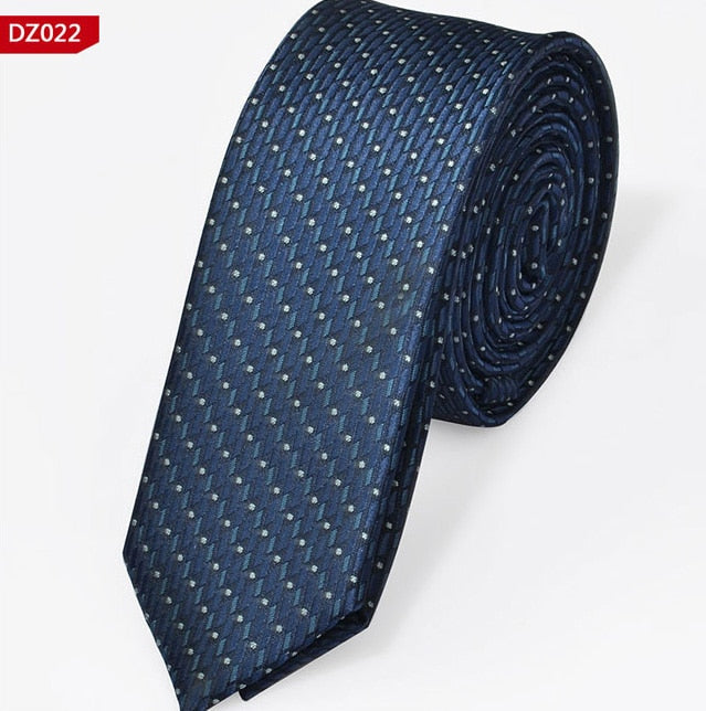 New Men's Casual Slim Ties Classic Polyester Woven Party Neckties Fashion Plaid Dots Man Neck Tie For Wedding Business Male Tie - Hiccupzz