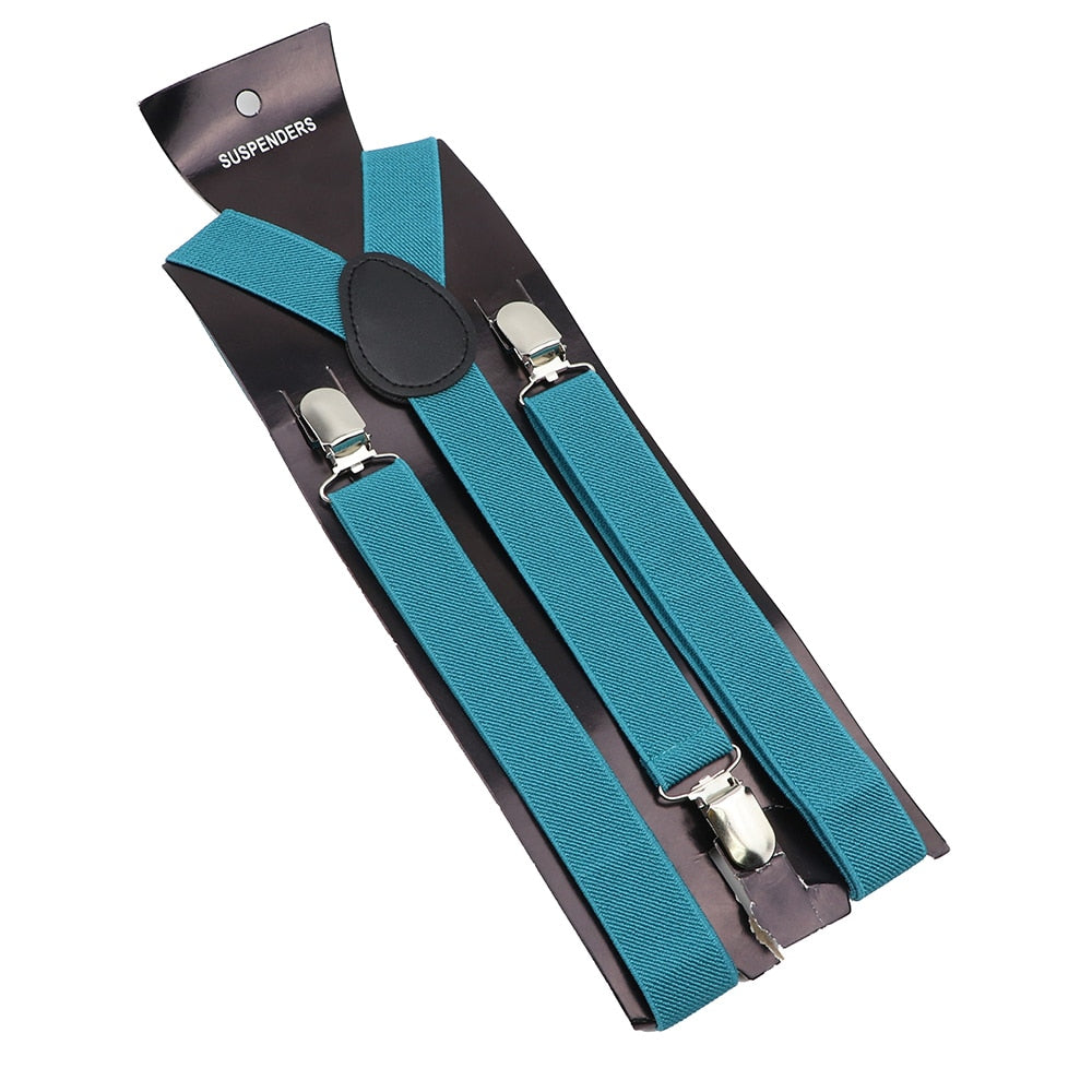 Solid Color Elastic Leather Suspenders Braces Men Women Black Blue Red Adjustable Straps For Wedding Suit Skirt Accessories Gift - Hiccupzz