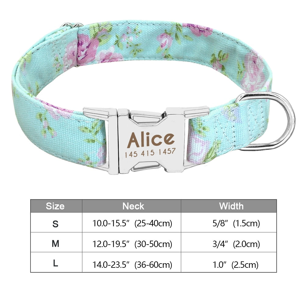 Personalized Dog Accessories Collar Nylon Printed Pet Puppy Collar Dog ID Collars Free Engraved ID for Small Medium Large Dogs - Hiccupzz
