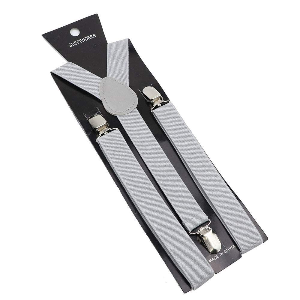 Solid Color Elastic Leather Suspenders Braces Men Women Black Blue Red Adjustable Straps For Wedding Suit Skirt Accessories Gift - Hiccupzz