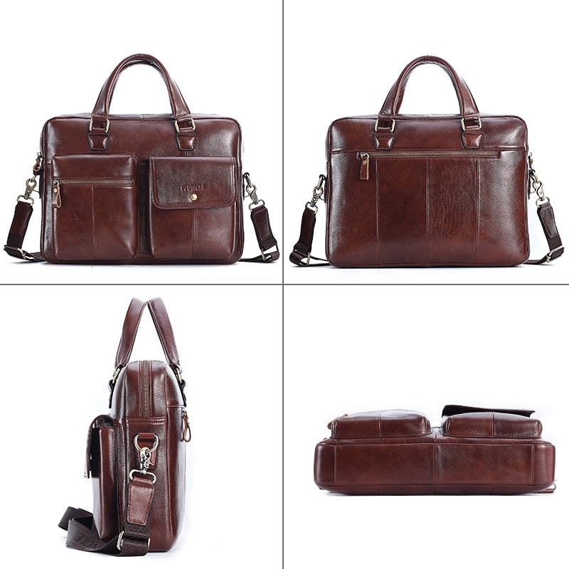Genuine Leather Handbag Large Business Travel - Hiccupzz