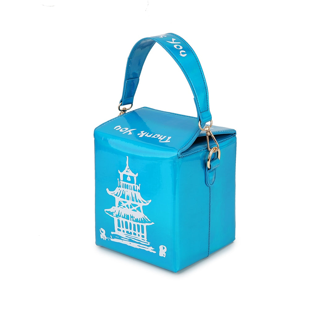 Chinese Takeout Box Purse Pu Leather Women Handbag Fashion Crossbody Bag Shoulder Chain Bag for Girl Bucket Bag - Hiccupzz