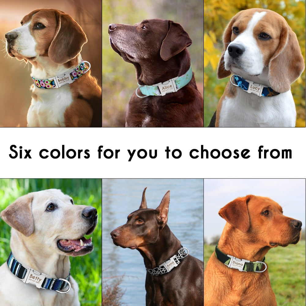 Personalized Dog Accessories Collar Nylon Printed Pet Puppy Collar Dog ID Collars Free Engraved ID for Small Medium Large Dogs - Hiccupzz