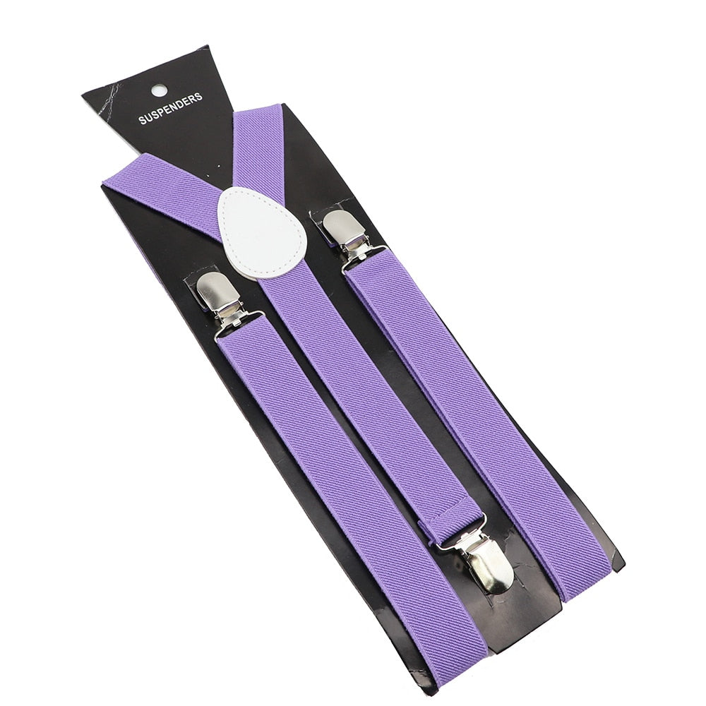 Solid Color Elastic Leather Suspenders Braces Men Women Black Blue Red Adjustable Straps For Wedding Suit Skirt Accessories Gift - Hiccupzz