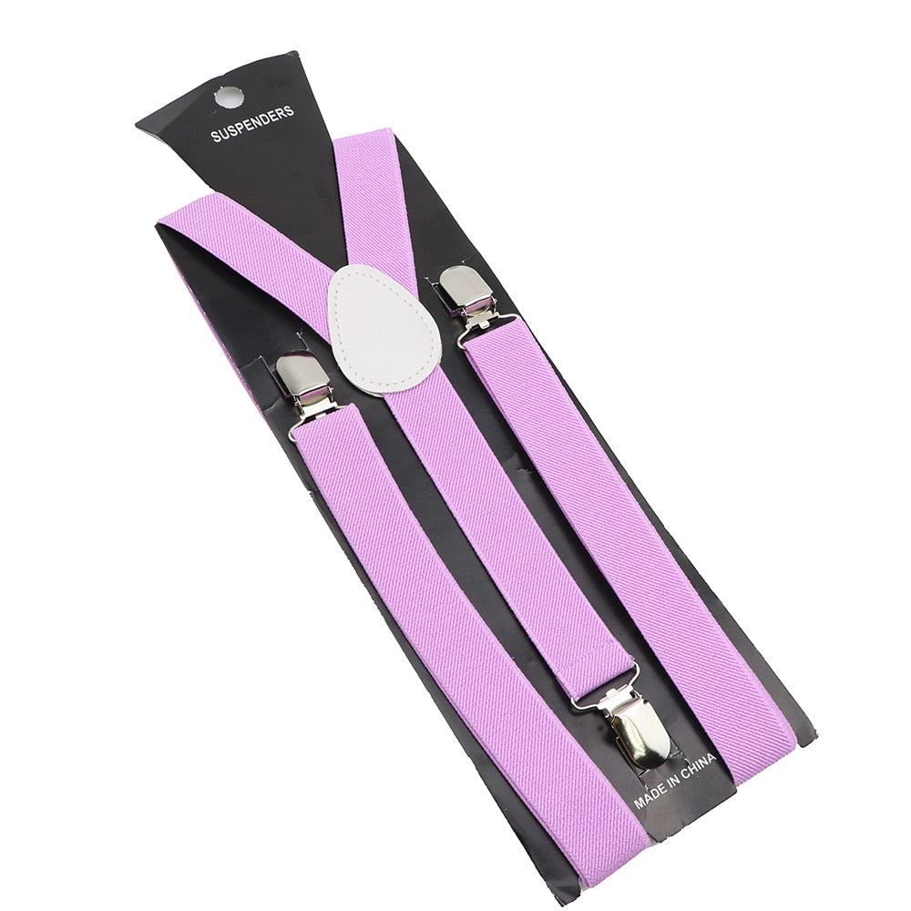 Solid Color Elastic Leather Suspenders Braces Men Women Black Blue Red Adjustable Straps For Wedding Suit Skirt Accessories Gift - Hiccupzz