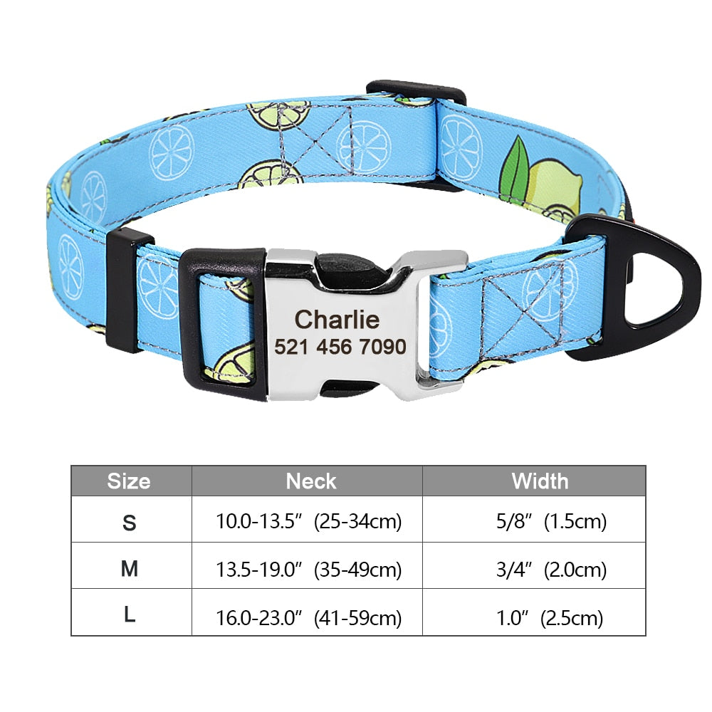 Personalized Dog Accessories Collar Nylon Printed Pet Puppy Collar Dog ID Collars Free Engraved ID for Small Medium Large Dogs - Hiccupzz