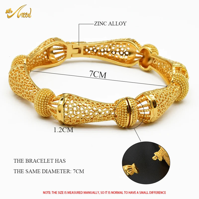 Women Charm Bracelet Bangle, 24K Gold Color Jewelry, Dubai Flower Bangle Brand, African Designer Ethiopian Hawaiian Jewelry - Hiccupzz