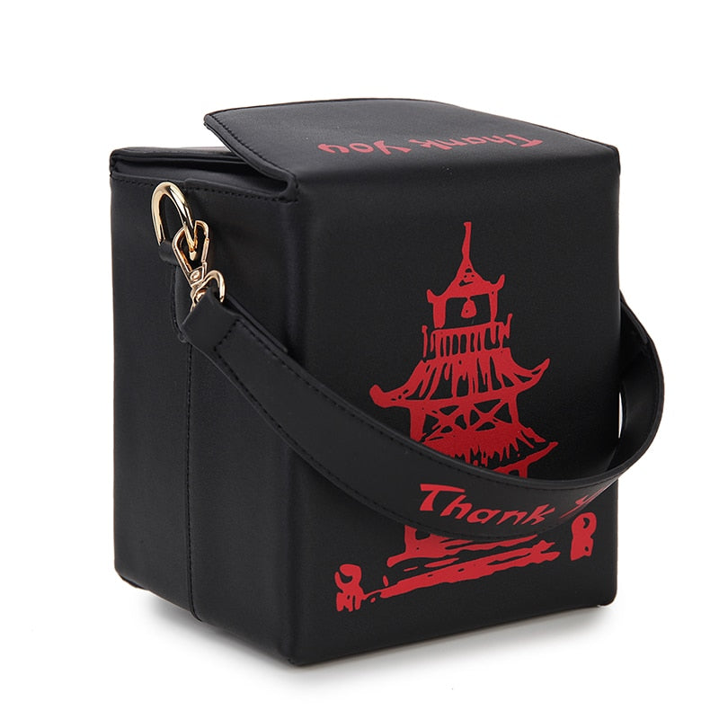 Chinese Takeout Box Purse Pu Leather Women Handbag Fashion Crossbody Bag Shoulder Chain Bag for Girl Bucket Bag - Hiccupzz