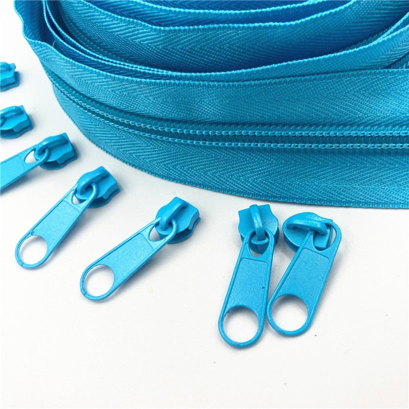 5 Meters (5.4 Yard ) 5 # (20 Colors) Long Nylon Coil Zipper with 10pcs Zipper Slider for DIY Sewing Clothing Accessories - Hiccupzz