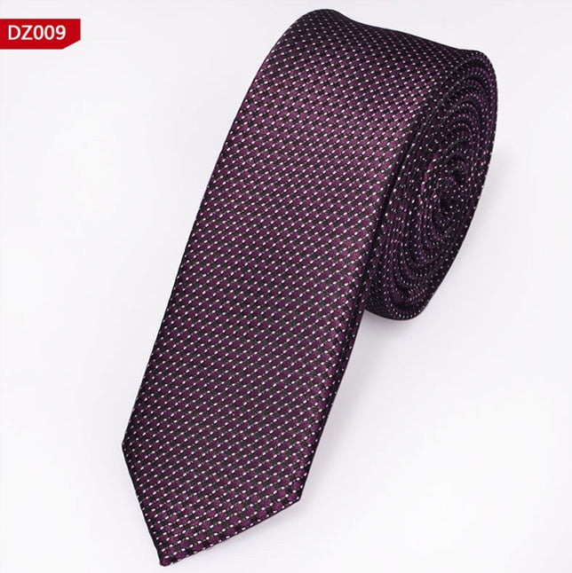New Men's Casual Slim Ties Classic Polyester Woven Party Neckties Fashion Plaid Dots Man Neck Tie For Wedding Business Male Tie - Hiccupzz