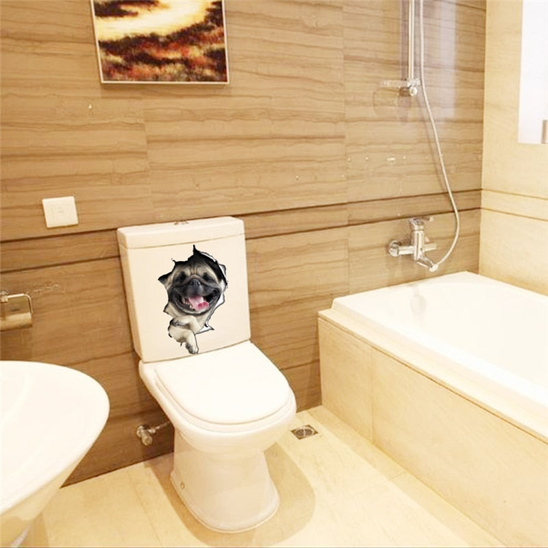 3d Hole Cat Dog Animal Toilet Kitten and Puppy's Stickers - Hiccupzz