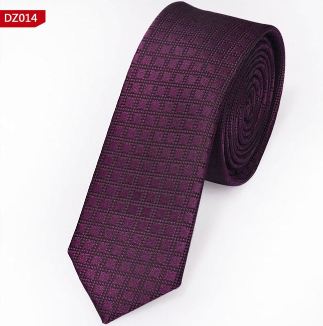 New Men's Casual Slim Ties Classic Polyester Woven Party Neckties Fashion Plaid Dots Man Neck Tie For Wedding Business Male Tie - Hiccupzz