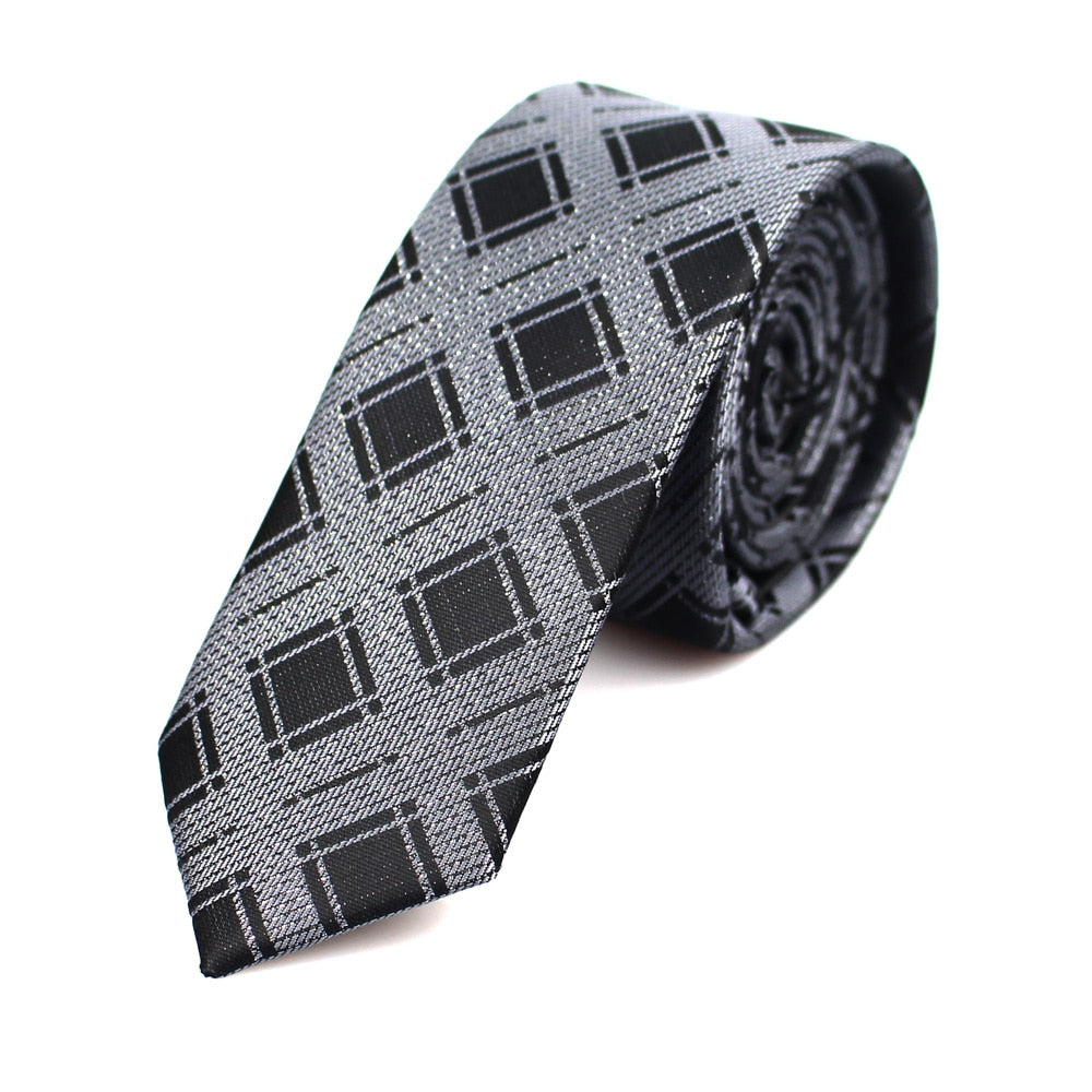 New Men's Casual Slim Ties Classic Polyester Woven Party Neckties Fashion Plaid Dots Man Neck Tie For Wedding Business Male Tie - Hiccupzz