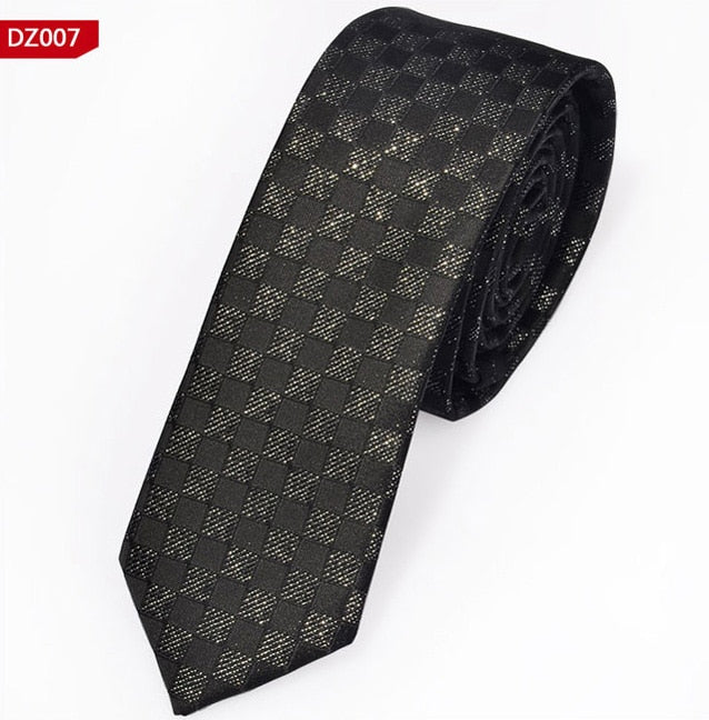 New Men's Casual Slim Ties Classic Polyester Woven Party Neckties Fashion Plaid Dots Man Neck Tie For Wedding Business Male Tie - Hiccupzz