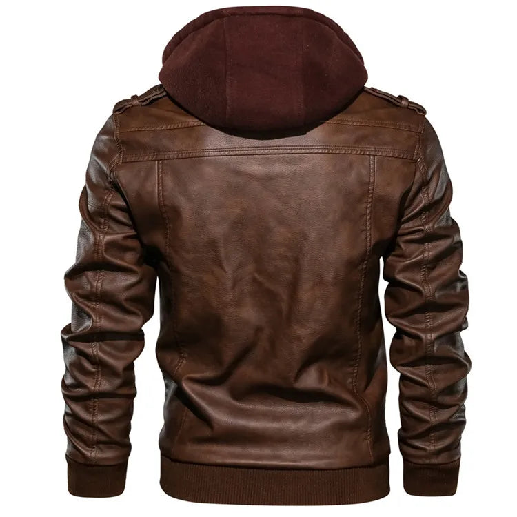 Men's Leather Jacket Autumn PU Biker Coat Casual Motorcycle Style EU Size - Hiccupzz