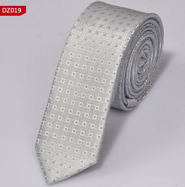New Men's Casual Slim Ties Classic Polyester Woven Party Neckties Fashion Plaid Dots Man Neck Tie For Wedding Business Male Tie - Hiccupzz