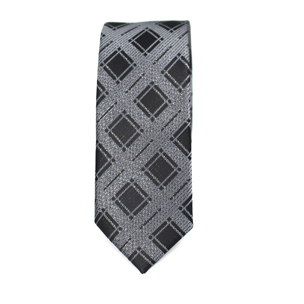 New Men's Casual Slim Ties Classic Polyester Woven Party Neckties Fashion Plaid Dots Man Neck Tie For Wedding Business Male Tie - Hiccupzz