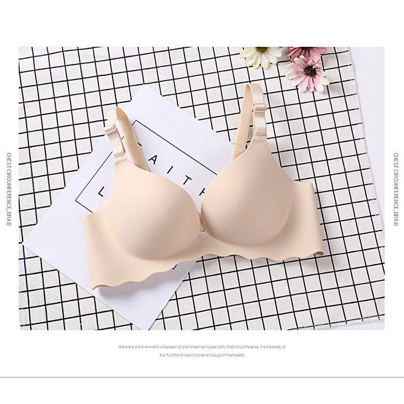 FallSweet Seamless Push Up Bras for A B C cup No wire Plunge Brassiere for Women Lovely Classic - Hiccupzz
