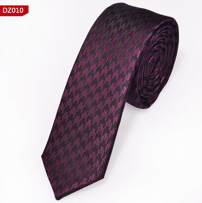 New Men's Casual Slim Ties Classic Polyester Woven Party Neckties Fashion Plaid Dots Man Neck Tie For Wedding Business Male Tie - Hiccupzz