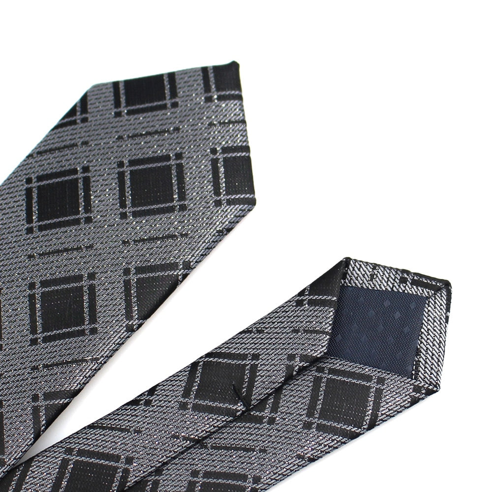 New Men's Casual Slim Ties Classic Polyester Woven Party Neckties Fashion Plaid Dots Man Neck Tie For Wedding Business Male Tie - Hiccupzz