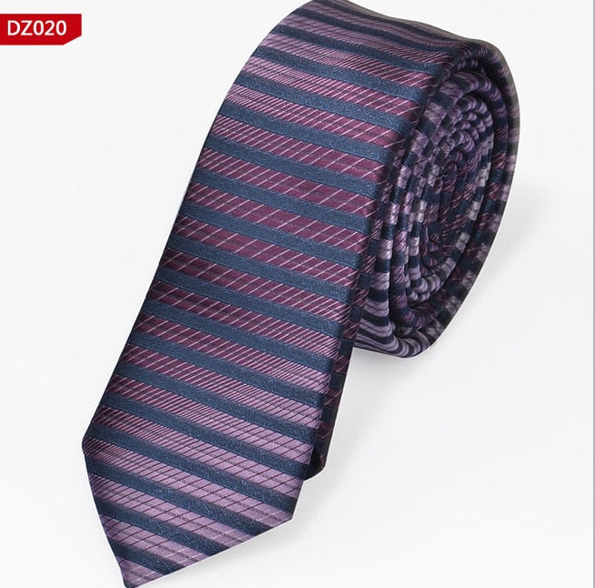 New Men's Casual Slim Ties Classic Polyester Woven Party Neckties Fashion Plaid Dots Man Neck Tie For Wedding Business Male Tie - Hiccupzz