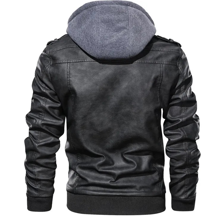 Men's Leather Jacket Autumn PU Biker Coat Casual Motorcycle Style EU Size - Hiccupzz