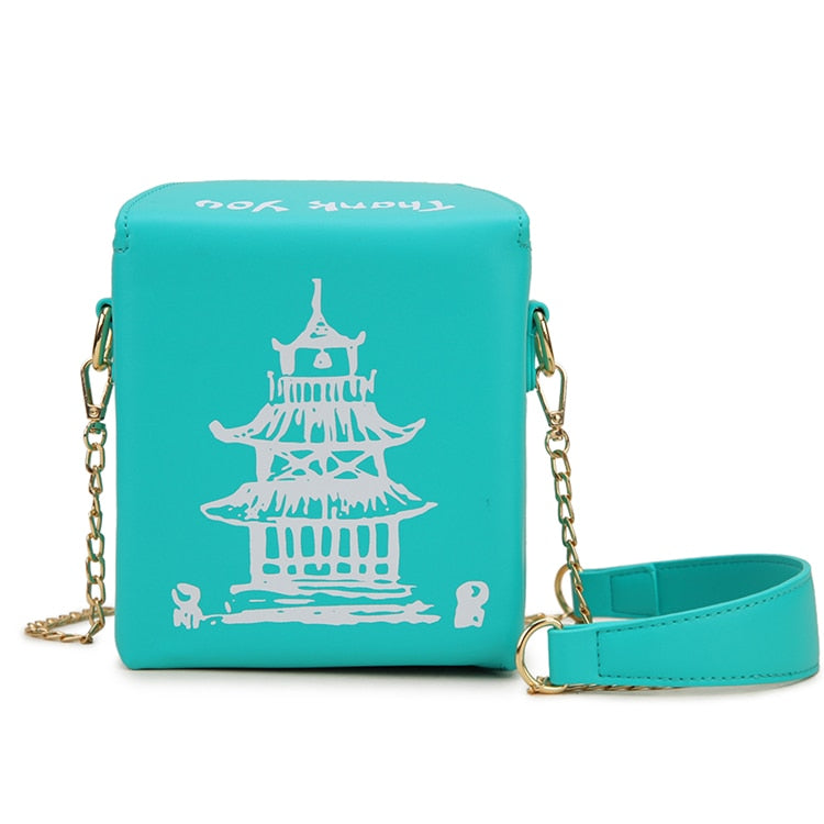 Chinese Takeout Box Purse Pu Leather Women Handbag Fashion Crossbody Bag Shoulder Chain Bag for Girl Bucket Bag - Hiccupzz
