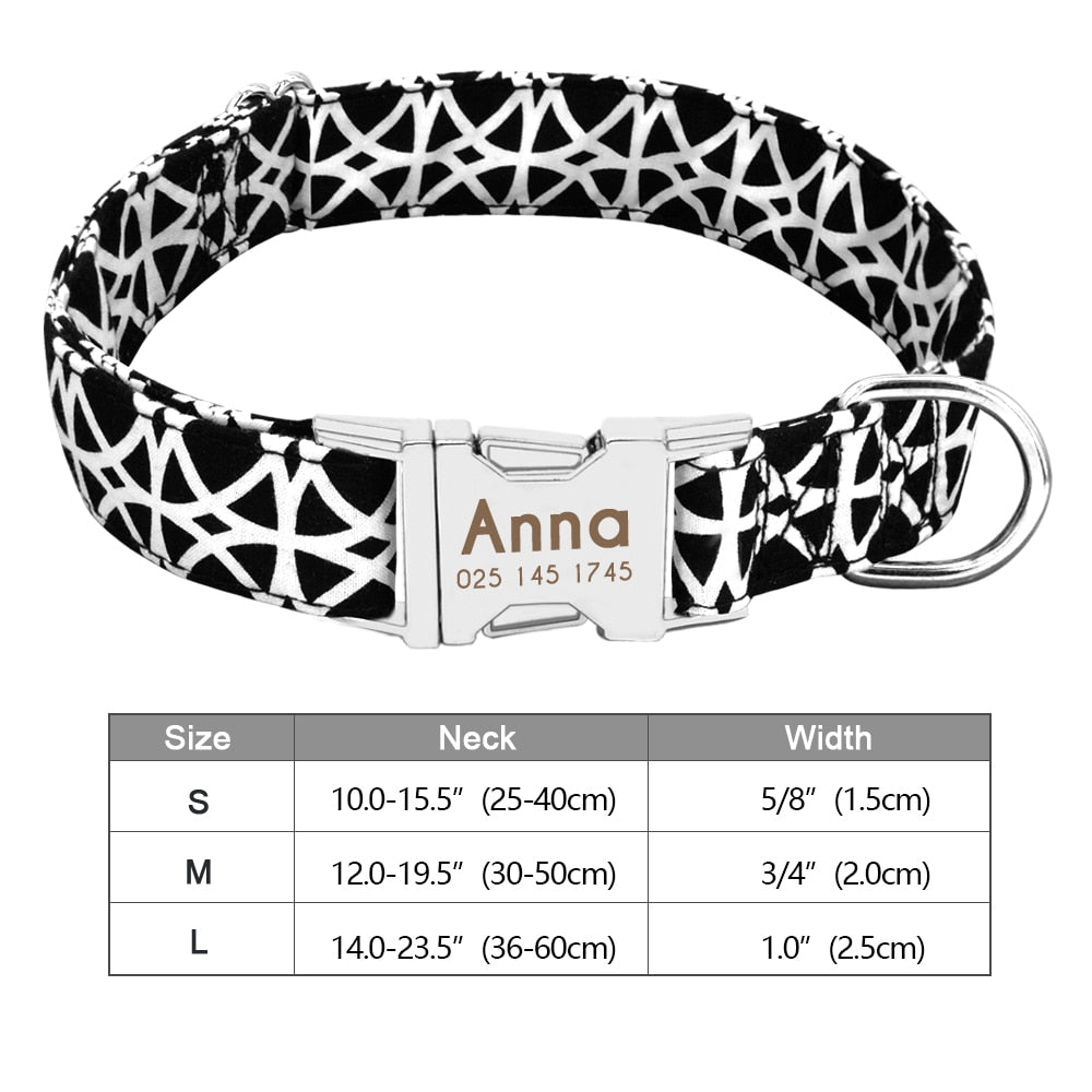 Personalized Dog Accessories Collar Nylon Printed Pet Puppy Collar Dog ID Collars Free Engraved ID for Small Medium Large Dogs - Hiccupzz