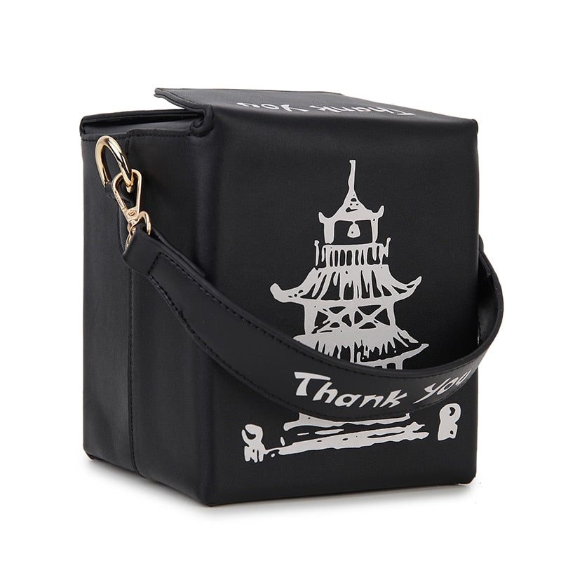 Chinese Takeout Box Purse Pu Leather Women Handbag Fashion Crossbody Bag Shoulder Chain Bag for Girl Bucket Bag - Hiccupzz