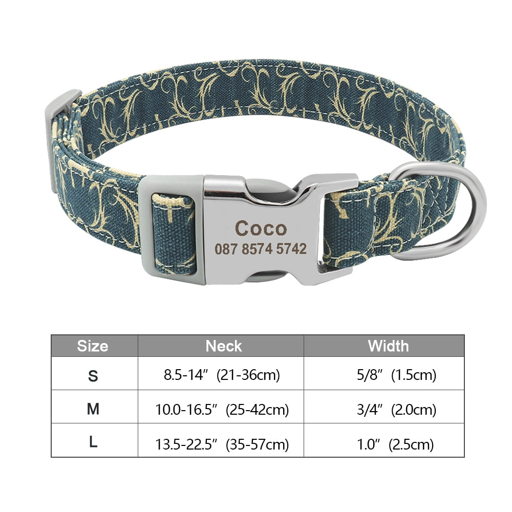 Personalized Dog Accessories Collar Nylon Printed Pet Puppy Collar Dog ID Collars Free Engraved ID for Small Medium Large Dogs - Hiccupzz
