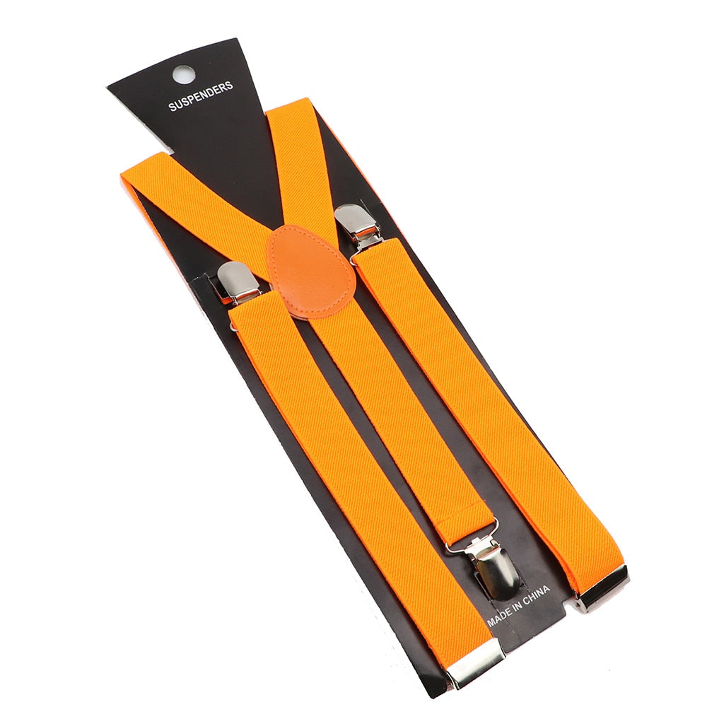 Solid Color Elastic Leather Suspenders Braces Men Women Black Blue Red Adjustable Straps For Wedding Suit Skirt Accessories Gift - Hiccupzz