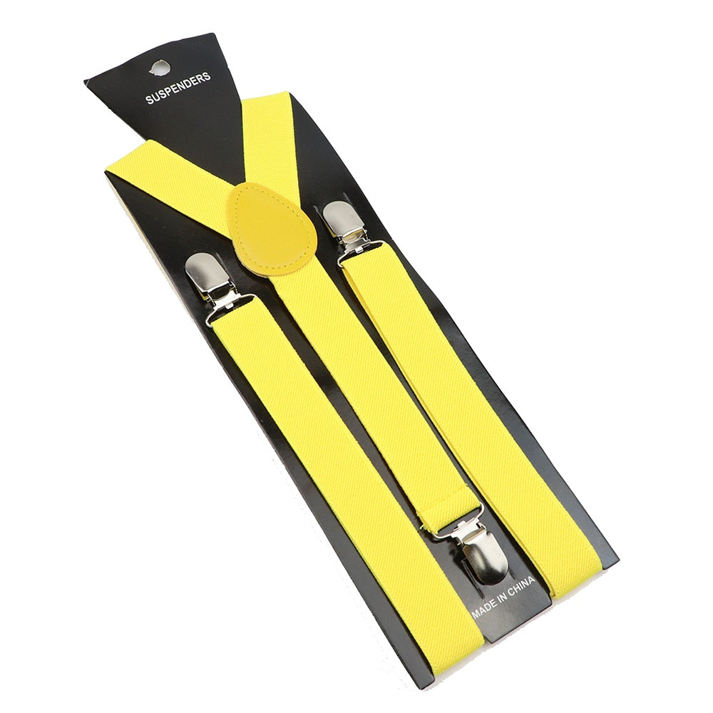 Solid Color Elastic Leather Suspenders Braces Men Women Black Blue Red Adjustable Straps For Wedding Suit Skirt Accessories Gift - Hiccupzz