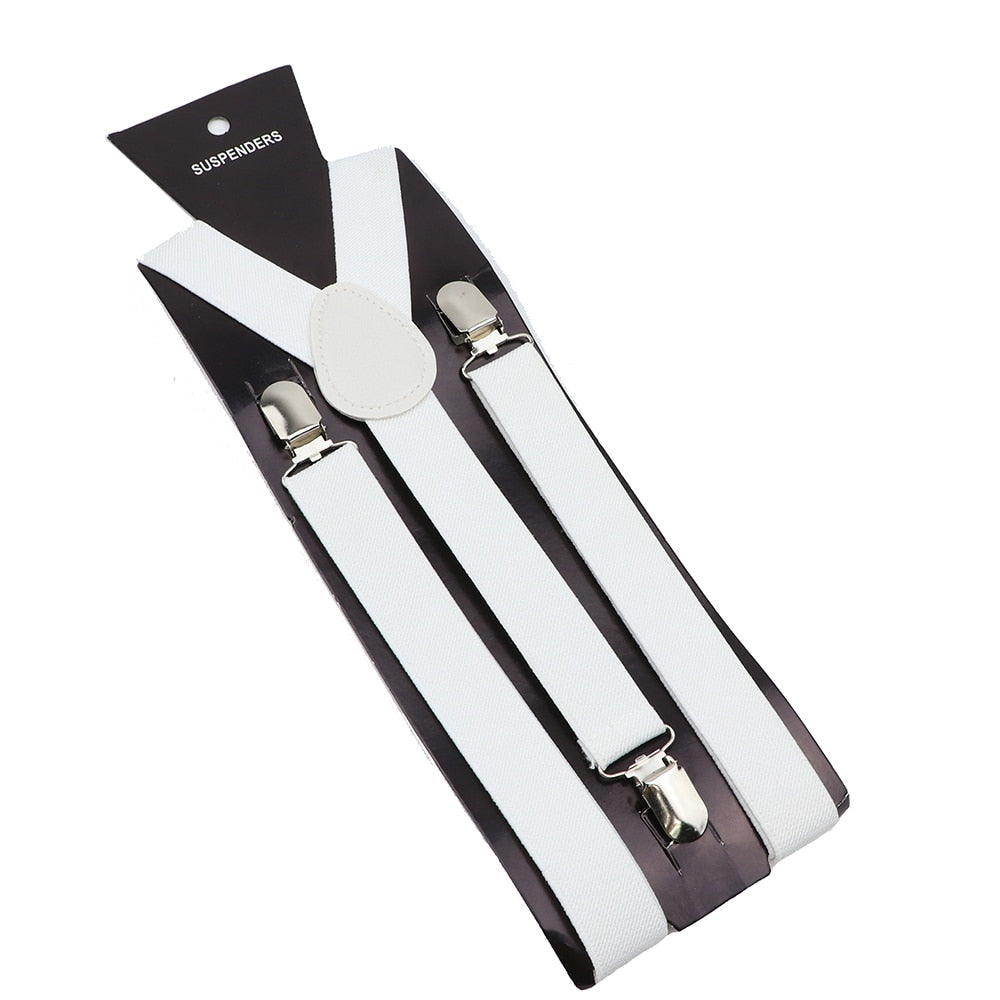 Solid Color Elastic Leather Suspenders Braces Men Women Black Blue Red Adjustable Straps For Wedding Suit Skirt Accessories Gift - Hiccupzz