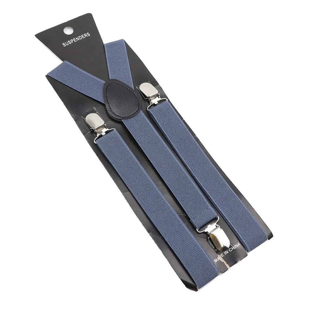 Solid Color Elastic Leather Suspenders Braces Men Women Black Blue Red Adjustable Straps For Wedding Suit Skirt Accessories Gift - Hiccupzz