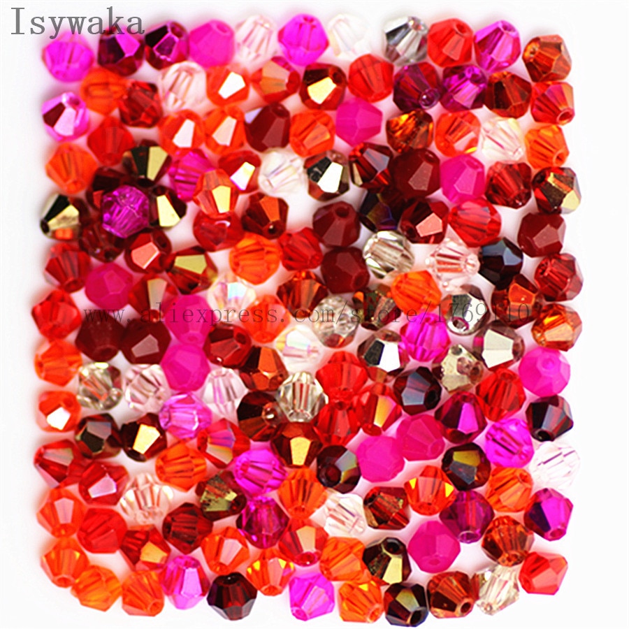 Multicolor 100pcs 4mm Bicone Austria Crystal Beads for DIY Jewelry Making - Hiccupzz