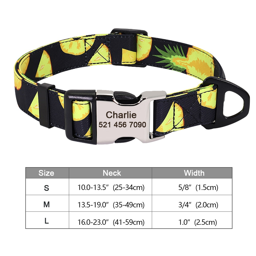 Personalized Dog Accessories Collar Nylon Printed Pet Puppy Collar Dog ID Collars Free Engraved ID for Small Medium Large Dogs - Hiccupzz