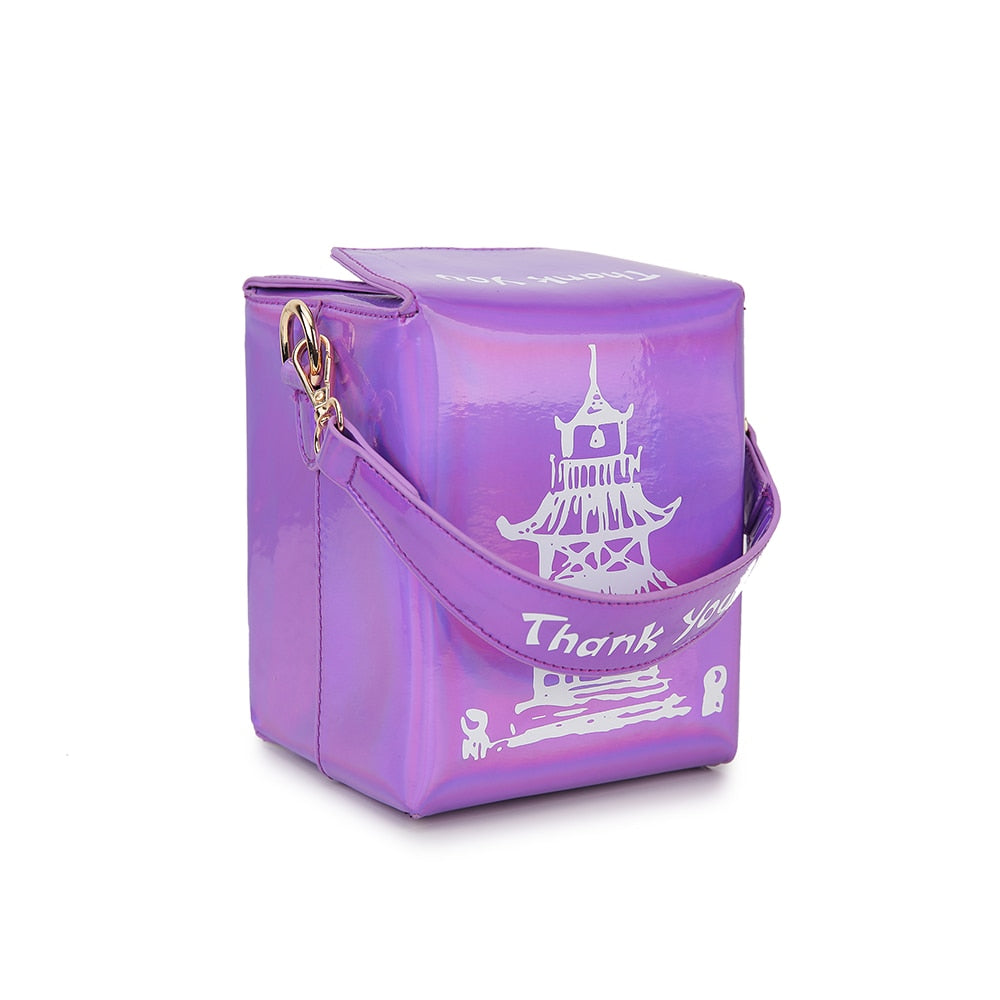 Chinese Takeout Box Purse Pu Leather Women Handbag Fashion Crossbody Bag Shoulder Chain Bag for Girl Bucket Bag - Hiccupzz