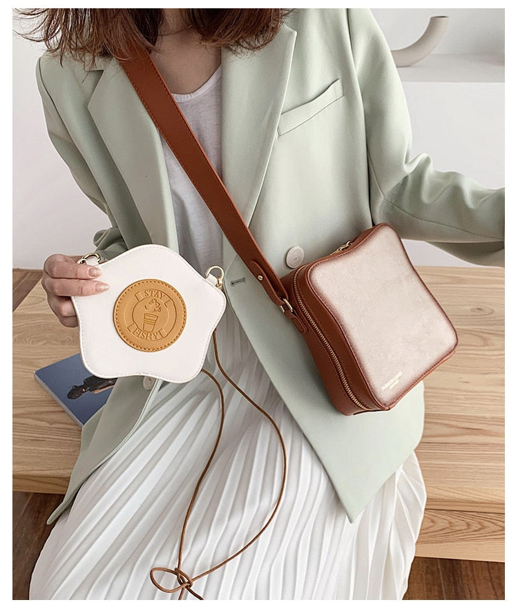 Fun Toast Design Crossbody Bag - PU Leather Fashion Women Purses - Hiccupzz