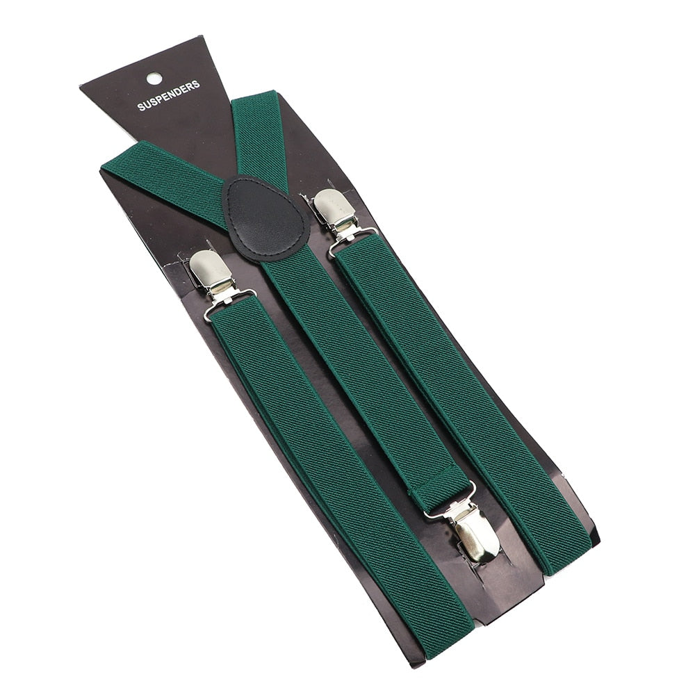 Solid Color Elastic Leather Suspenders Braces Men Women Black Blue Red Adjustable Straps For Wedding Suit Skirt Accessories Gift - Hiccupzz